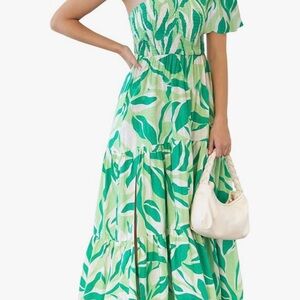 Boho Summer One Shoulder Short Sleeve Midi Dress by Zesica Size M & S  NWT